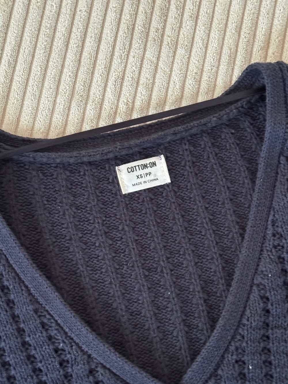 Cotton On Cropped Navy V-Neck Knit Cardigan - Picture 3 of 3